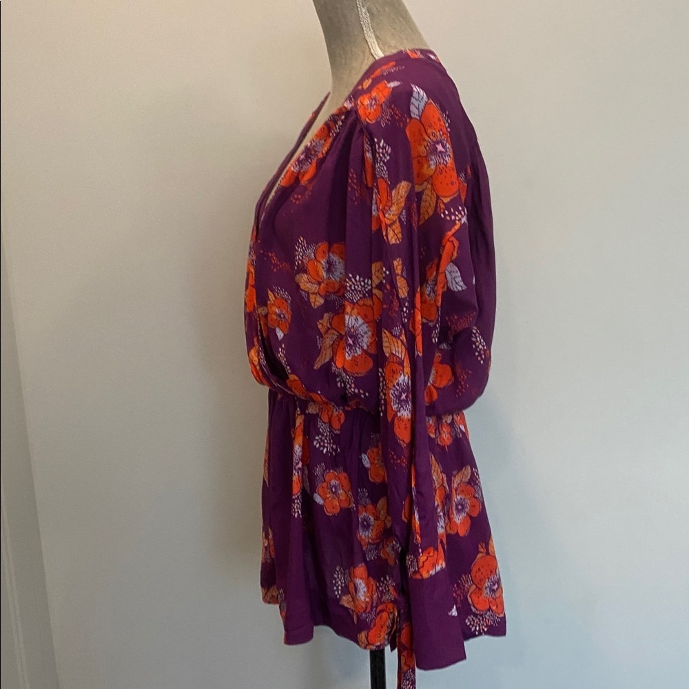 Free People Tuscan Dreams Tunic dress Plum Bell Sleeve size Medium NWT - Picture 12 of 16